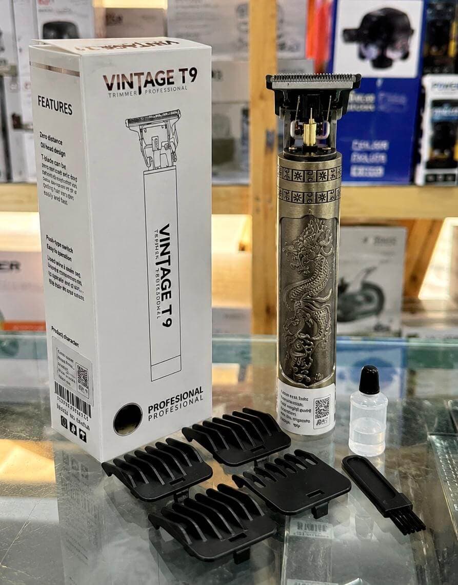 Corta pelo T9 Trimmer. Vintage. Mango de plástico. Dragón.