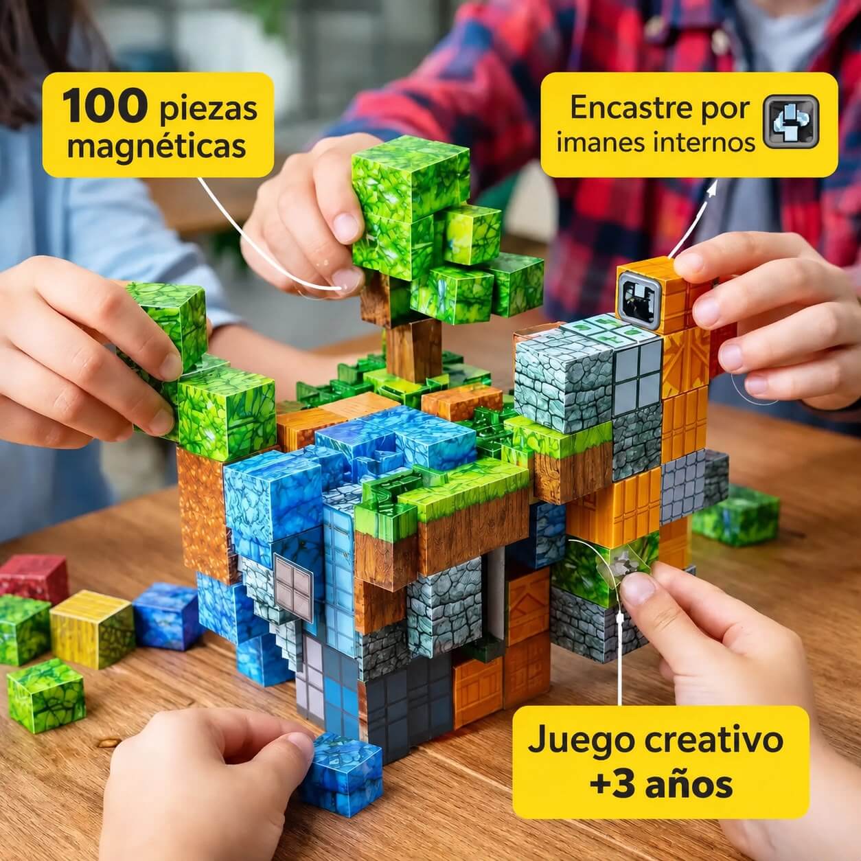 Bloques Magnéticos Minecraft 100 Piezas - ¡Cubos Didácticos 3D! - imagen 2