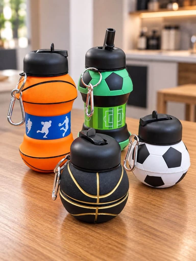 Botella Deportiva Plegable de Silicona 3D con Mosquetón
