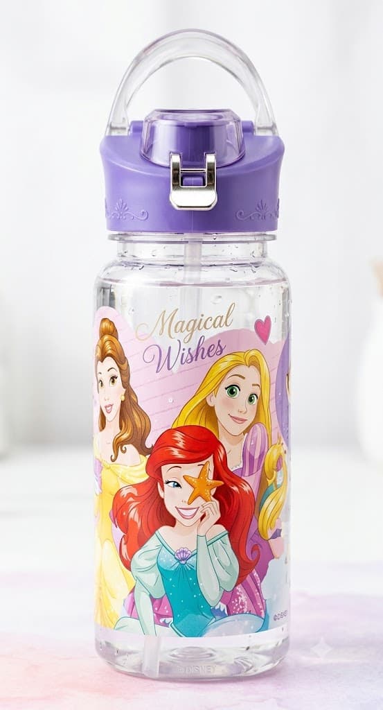 Botella Infantil de Agua Escolar Princesas con Pico
